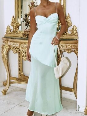 Spaghetti Strap Mint Green Slip Dress